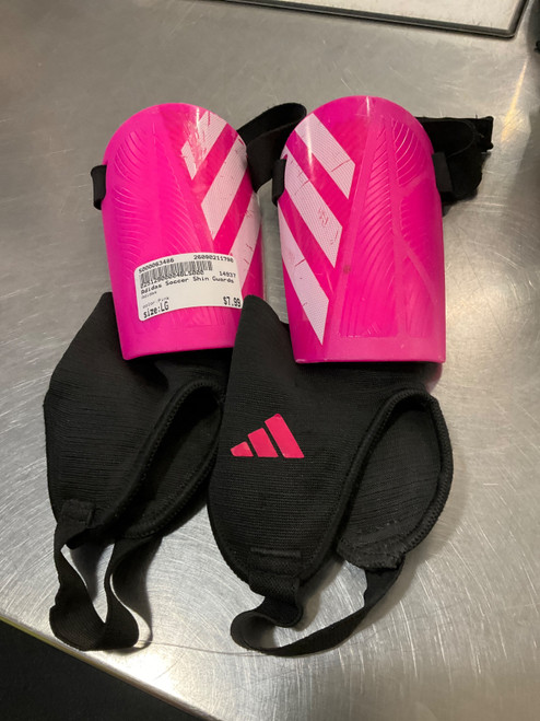 Vist Large View of Product Image Which is Used Adidas Soccer Shin Guards Junior Pink LG