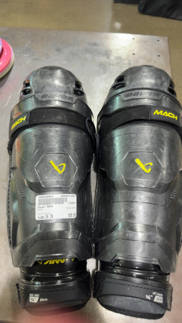 Vist Large View of Product Image Which is Used Bauer MACH Intermediate Shin Guards Black 14"