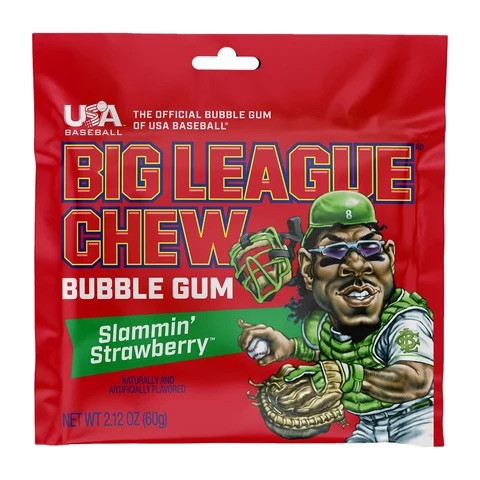 Vist Large View of Product Image Which is Big League Chew Slammin Strawberry