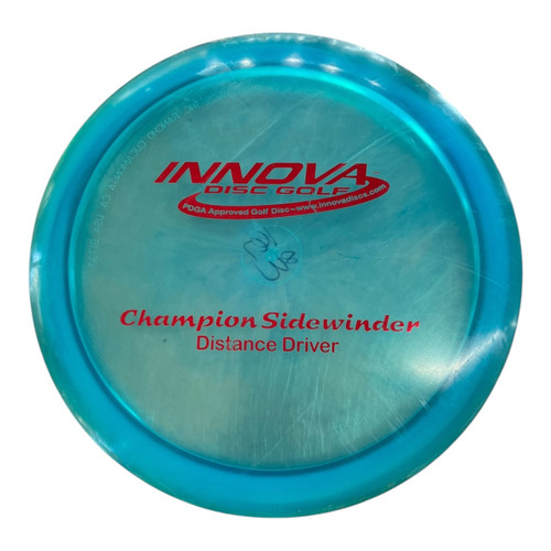 Vist Large View of Product Image Which is Used Innova CHAMPION PFN SIDEWINDER Disc Golf Driver Turquoise 167g