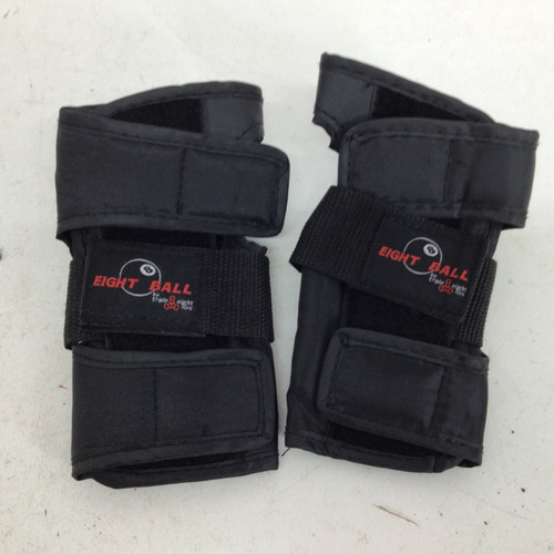 Vist Large View of Product Image Which is Used EIGHT BALL S/M WRIST GUARDS Skateboard Wrist Guards Black S/M
