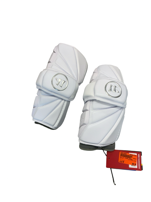 Vist Large View of Product Image Which is Used Warrior ELBOW GUARDS Lacrosse Arm Pads/Guards White MD