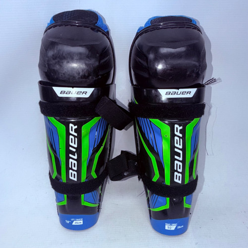 Vist Large View of Product Image Which is Used Bauer X Junior Shin Guards Black 10"
