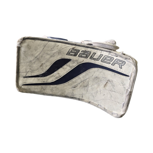 Vist Large View of Product Image Which is Used Bauer REACTOR 4000 GOALIE BLOCKER SR Senior Goalie Blocker White