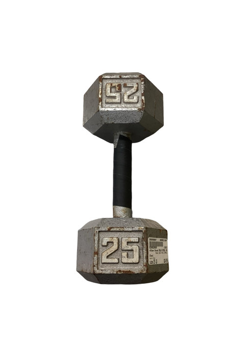 Vist Large View of Product Image Which is Used 25LB STEEL DUMBELL Hex Dumbbell (Each) Grey 25 lb