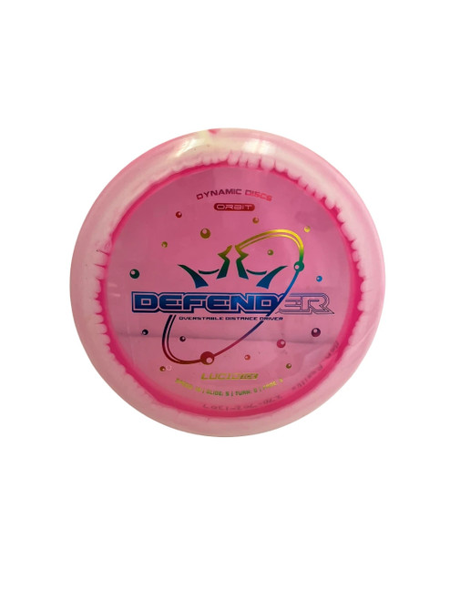 Vist Large View of Product Image Which is Used Dynamic Discs Lucid Ice Defender 174g Disc Golf Driver Pink
