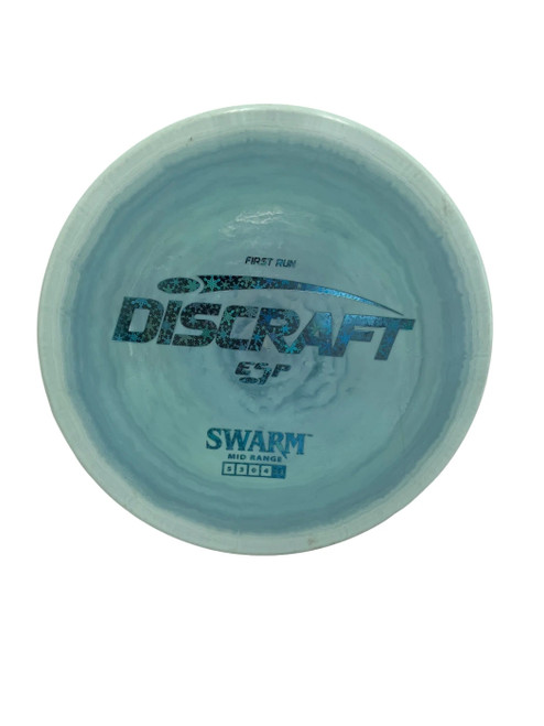 Vist Large View of Product Image Which is Used Discraft ESP Swarm First Run 172g Disc Golf Mid Range Sky Blue 
