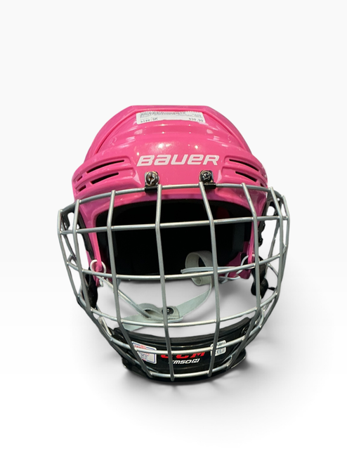 Vist Large View of Product Image Which is Used Bauer BHH2100JR Helmet Cage Combo Pink SM