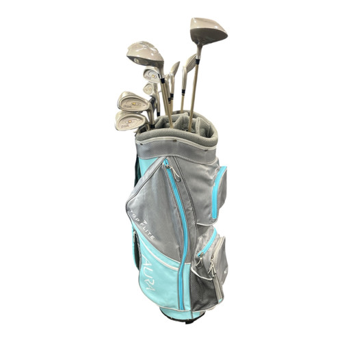 Vist Large View of Product Image Which is Used Knight Venum OS women's golf set in gray and teal cart bag