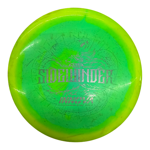 Vist Large View of Product Image Which is Used Innova HALO SIDEWINDER Disc Golf Driver Optic Yellow 175g