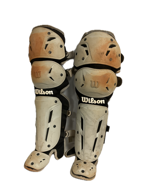 Vist Large View of Product Image Which is Used Wilson EZ GEAR 2.0 Catchers Leg Guards Grey Junior