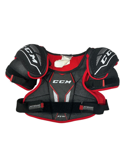Vist Large View of Product Image Which is Used CCM JETSPEED FT350 Youth Shoulder Pads LG