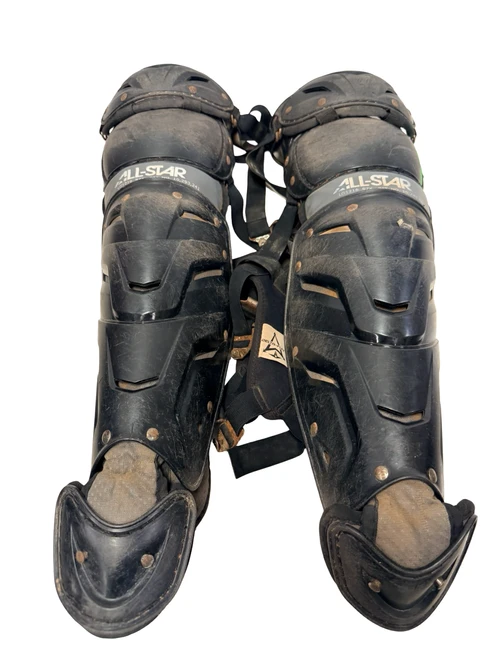 Vist Large View of Product Image Which is Used All-Star SYSTEM 7 Axis LG1216S7X Intermediate Baseball Catchers Leg Guards Black Age 12-16