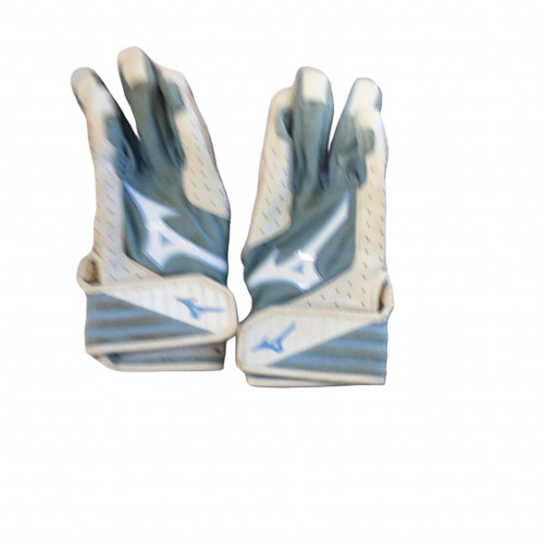 Vist Large View of Product Image Which is Used Mizuno BB/SB Batting Gloves White And Carolina Blue SM