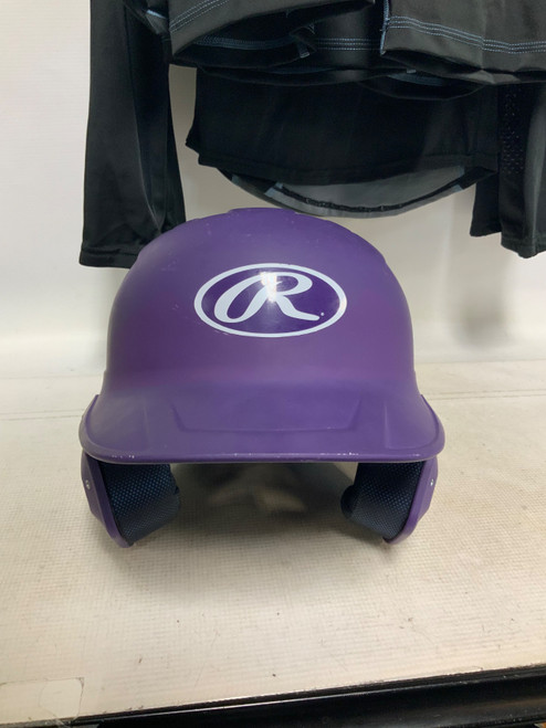 Vist Large View of Product Image Which is Used Rawlings MACH JR REV A Batting Helmet No Mask Purple MD