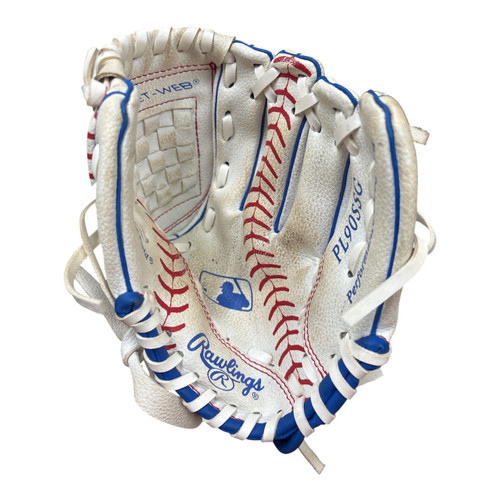 Vist Large View of Product Image Which is Used Rawlings PL90SSG BB/SB Glove RH Throw White 9"