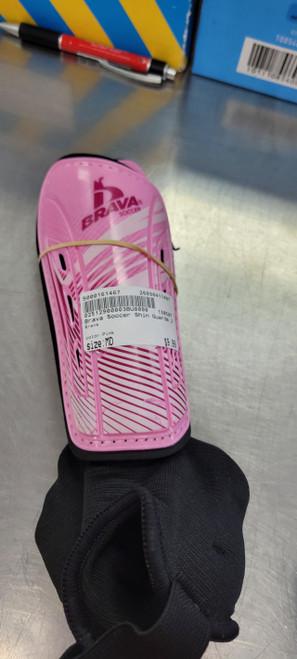 Vist Large View of Product Image Which is Used Brava Soccer Shin Guards Junior Pink MD