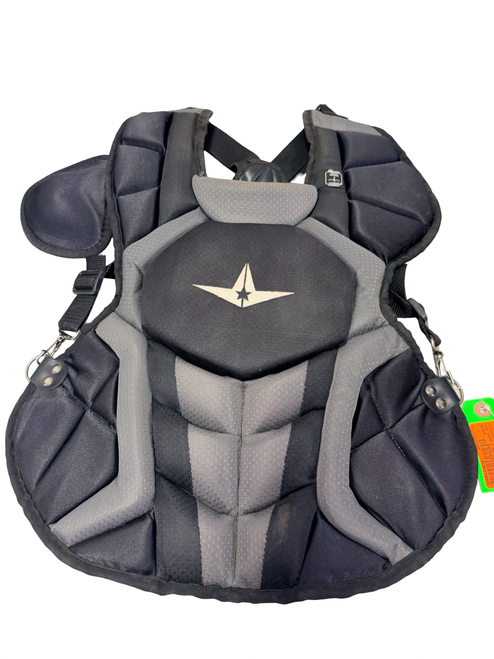 Vist Large View of Product Image Which is Used All-Star SYSTEM 7 AXIS CPCC912S7X Junior Baseball Catchers Chest Protector Black
