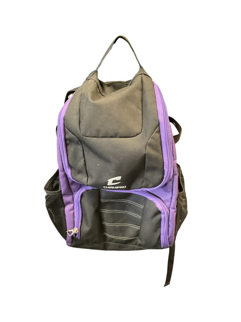 Vist Large View of Product Image Which is Used Champro PLAYER BACKPACK BB/SB Player Backpack Black And Purple