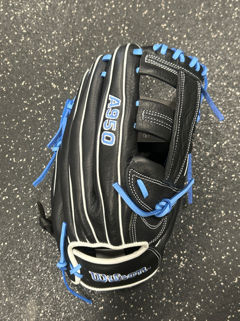 Vist Large View of Product Image Which is Used Wilson NWT A950 A09RS25DI13 BB/SB Glove RH Throw Black 13"