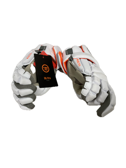 Vist Large View of Product Image Which is Used Warrior BURN Lacrosse Gloves Mens White MD