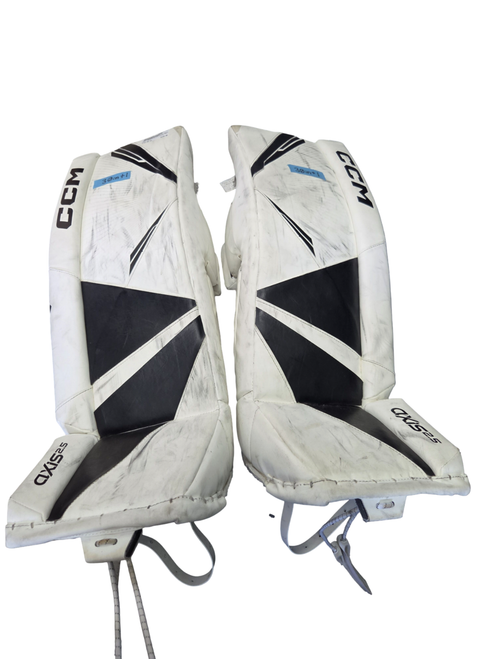 Vist Large View of Product Image Which is Used CCM AXIS52.5 LEG PADS 30+1 Goalie Leg Pads Inter White 30"