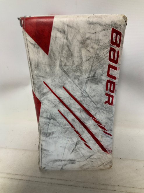 Vist Large View of Product Image Which is Used Bauer VAPOR HYPERLITE Senior Goalie Blocker White And Red