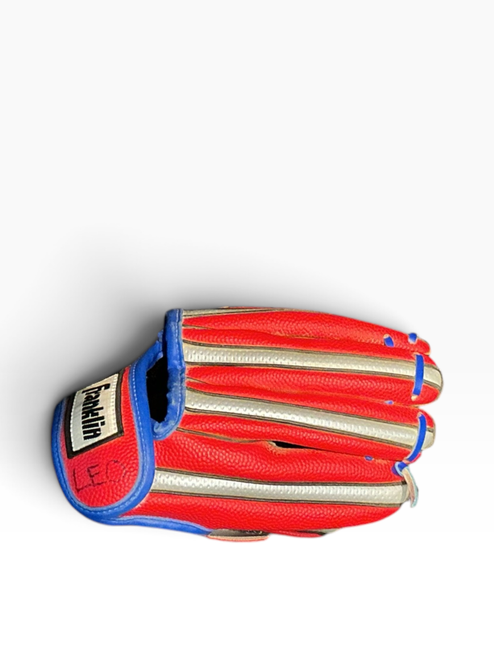 Vist Large View of Product Image Which is Used Franklin AIR TECH SPORTS GLOVE BB/SB Glove LH Throw White/Red/Navy 9"