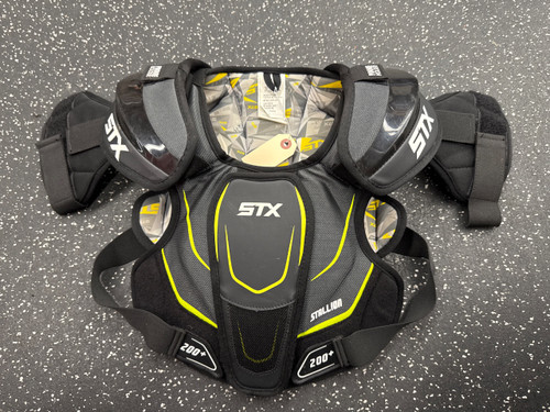 Vist Large View of Product Image Which is Used STX STALLION 200+ Lacrosse Shoulder Pads Black MD