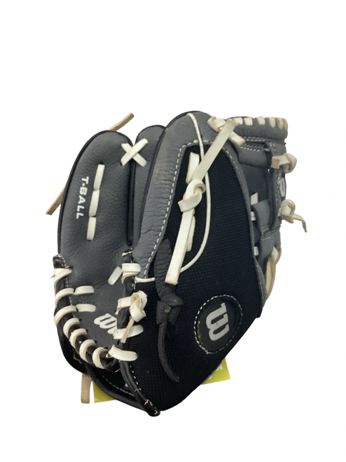 Vist Large View of Product Image Which is Used Wilson A150 TBALL BB/SB Glove LH Throw Black 9 1/2"