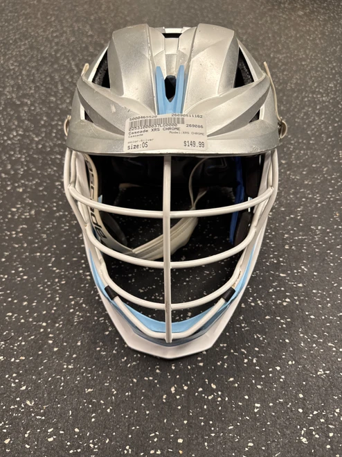 Vist Large View of Product Image Which is Used Cascade XRS CHROME Lacrosse Helmet Silver One Size