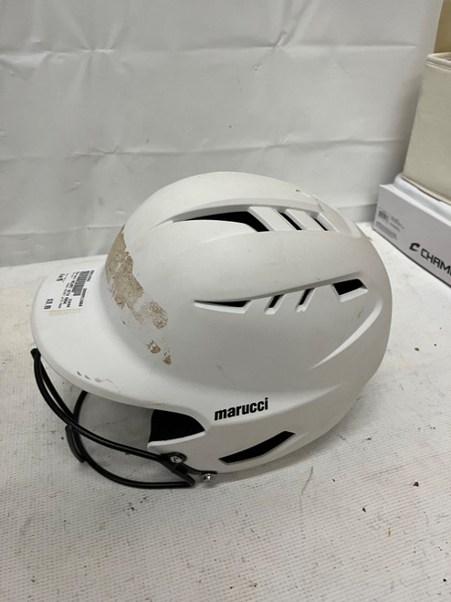 Vist Large View of Product Image Which is Used Marucci HELMET WITH MASK Batting Helmet w/Mask White MD