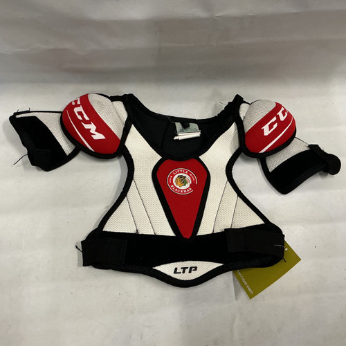 Vist Large View of Product Image Which is Used CCM LTP Youth Shoulder Pads Grey And Red LG