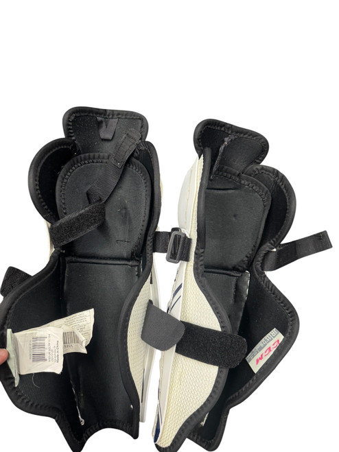 Vist Large View of Product Image Which is Used CCM LTP Junior Shin Guards White 11"