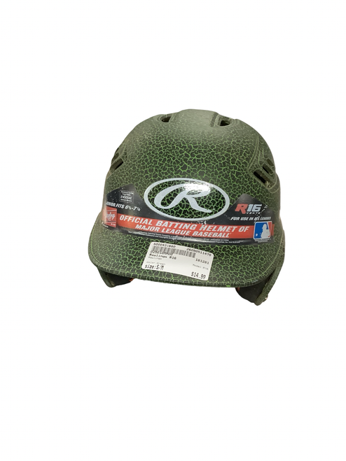 Vist Large View of Product Image Which is Used Rawlings R16 Batting Helmet No Mask Green S/M