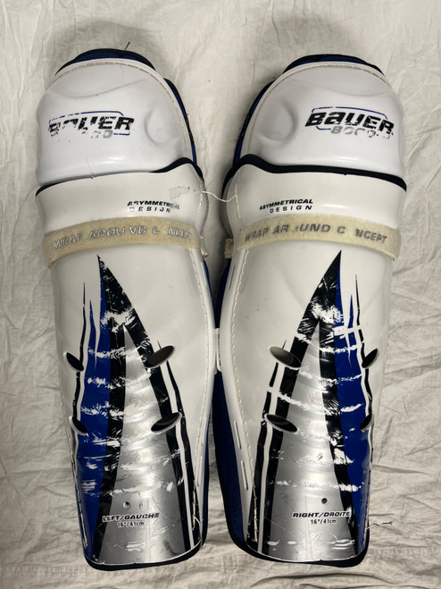 Vist Large View of Product Image Which is Used Bauer 8000 Senior Shin Guards White 16"
