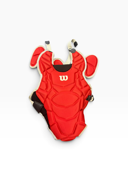 Vist Large View of Product Image Which is Used Wilson CHEST PROTECTOR Catchers Chest Protector Red Youth