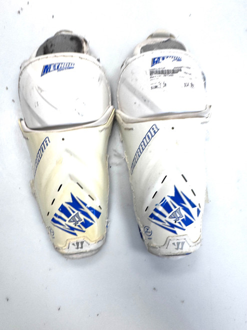 Vist Large View of Product Image Which is Used Warrior METHOD Youth Shin Guards White 7"