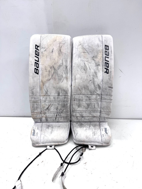Vist Large View of Product Image Which is Used Bauer GSX 28+ Goalie Leg Pads Junior White 28"