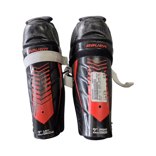 Vist Large View of Product Image Which is Used Bauer LIL SPORT HOCKEY SG 9 INCH Youth Shin Guards Black 9"