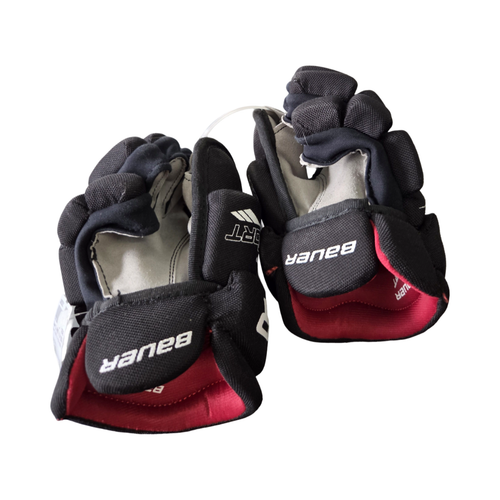 Vist Large View of Product Image Which is Used Bauer LIL SPORT 8 IN YOUTH HOCKEY GLOVES Youth Gloves Black 8"