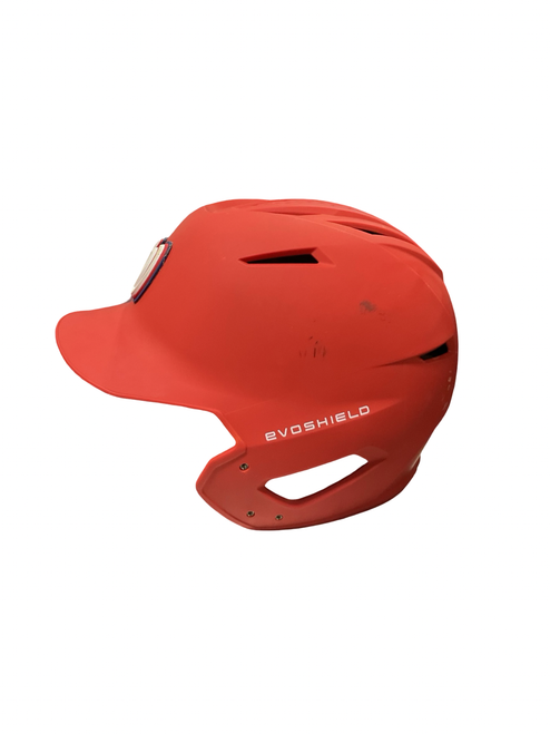 Vist Large View of Product Image Which is Used Evoshield M/L RED BB HELMET Batting Helmet No Mask Red Fits all