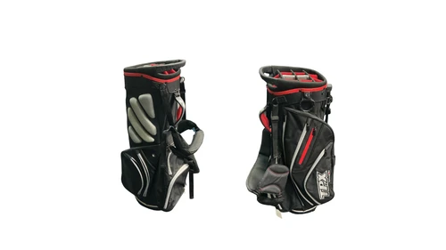 Vist Large View of Product Image Which is Used Powerbilt TPX Mens Stand Bag Black And Red