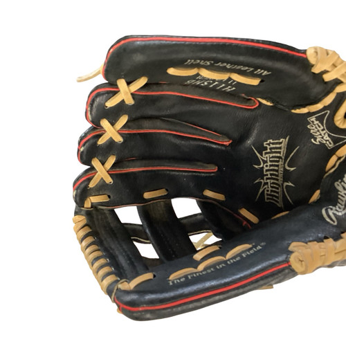 Vist Large View of Product Image Which is Used Rawlings HIGHLIGHT BB/SB Glove RH Throw Black 11 1/2"