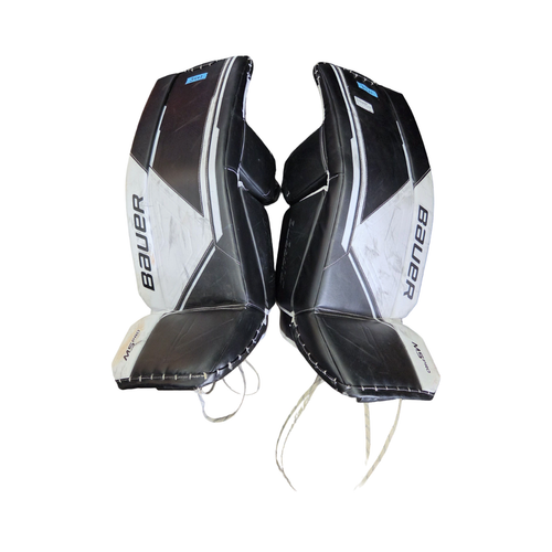 Vist Large View of Product Image Which is Used Bauer M5 PRO LEG PADS 34+1 Goalie Leg Pads Senior White 34"
