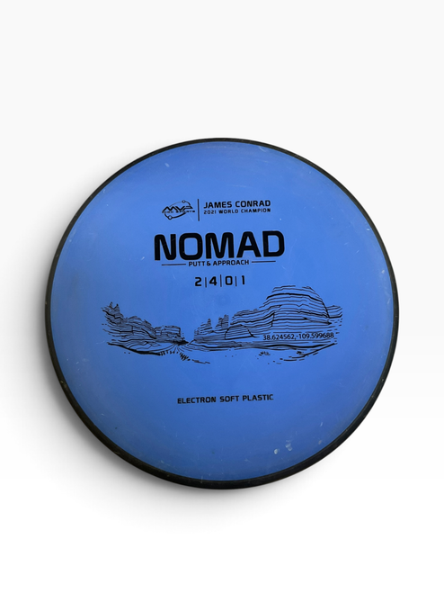 Vist Large View of Product Image Which is Used MVP SOFT ELECTRON NOMAD JC 2021 CHAMP Disc Golf Putter Royal Blue 166g