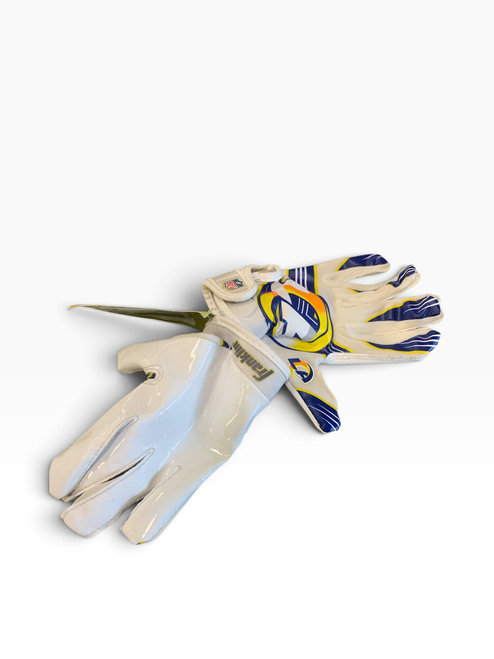Vist Large View of Product Image Which is Used Franklin RAMS FB Gloves White SM