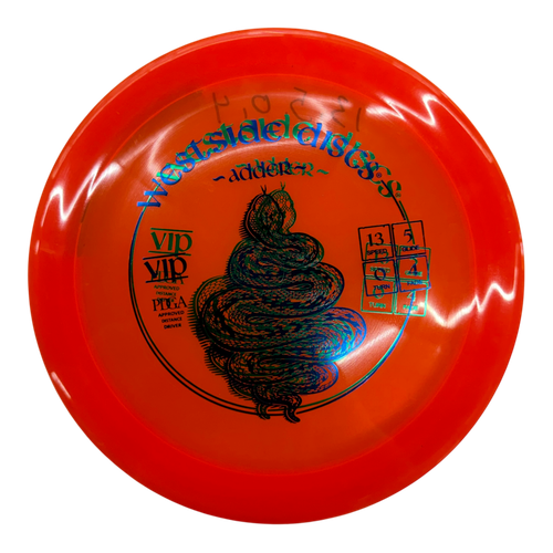 Vist Large View of Product Image Which is Used Westside VIP ADDER Disc Golf Driver Orange 174g