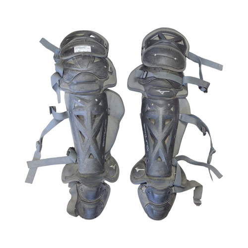 Vist Large View of Product Image Which is Used Mizuno SAMURAI ADULT SHIN GUARDS Catchers Leg Guards Black Adult