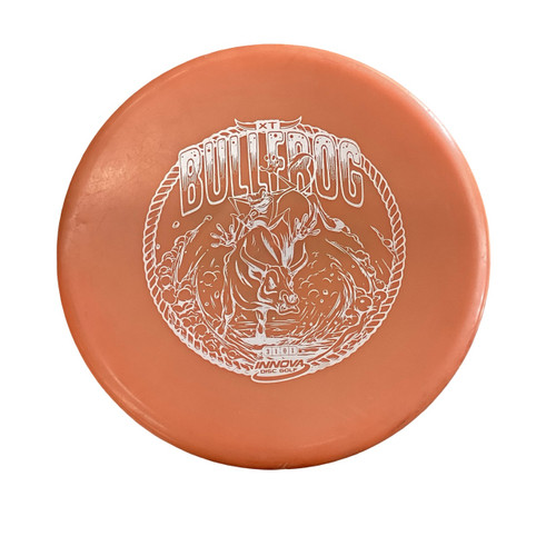 Vist Large View of Product Image Which is Used Innova BULLFROG Disc Golf Putter Orange